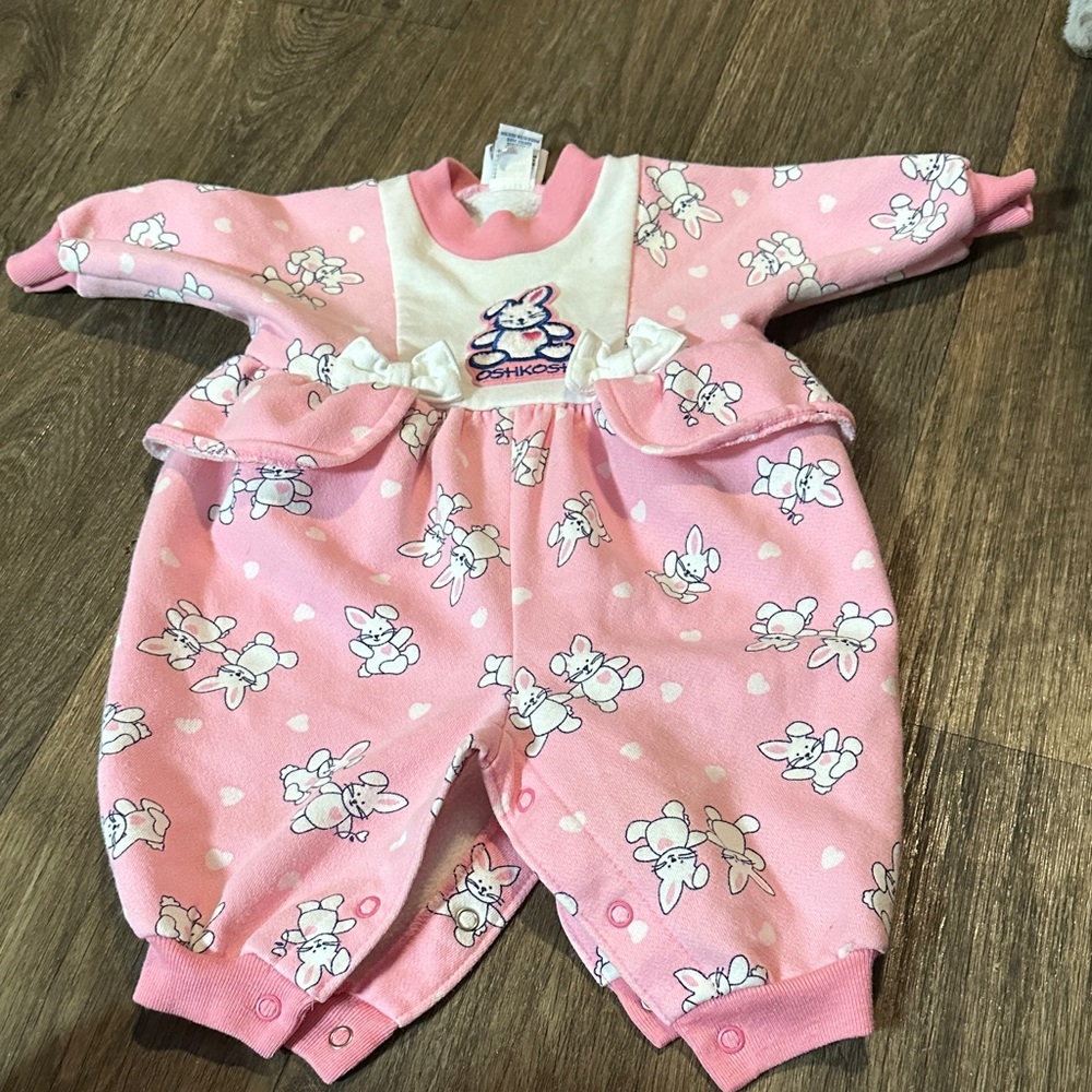 OshKosh B'gosh Pink Bunny Print Footed One-Piece